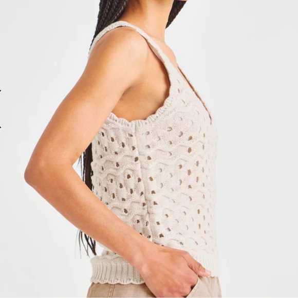 78. Splendid $128 Lowen Sweater Beige Knit Sleeveless Top - Picture 4 of 6
